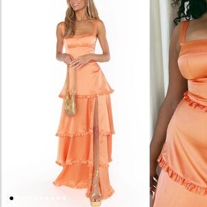 SHOWMEYOURMUMU Lady Corset Dress (in Canteloupe Satin) - worn once!